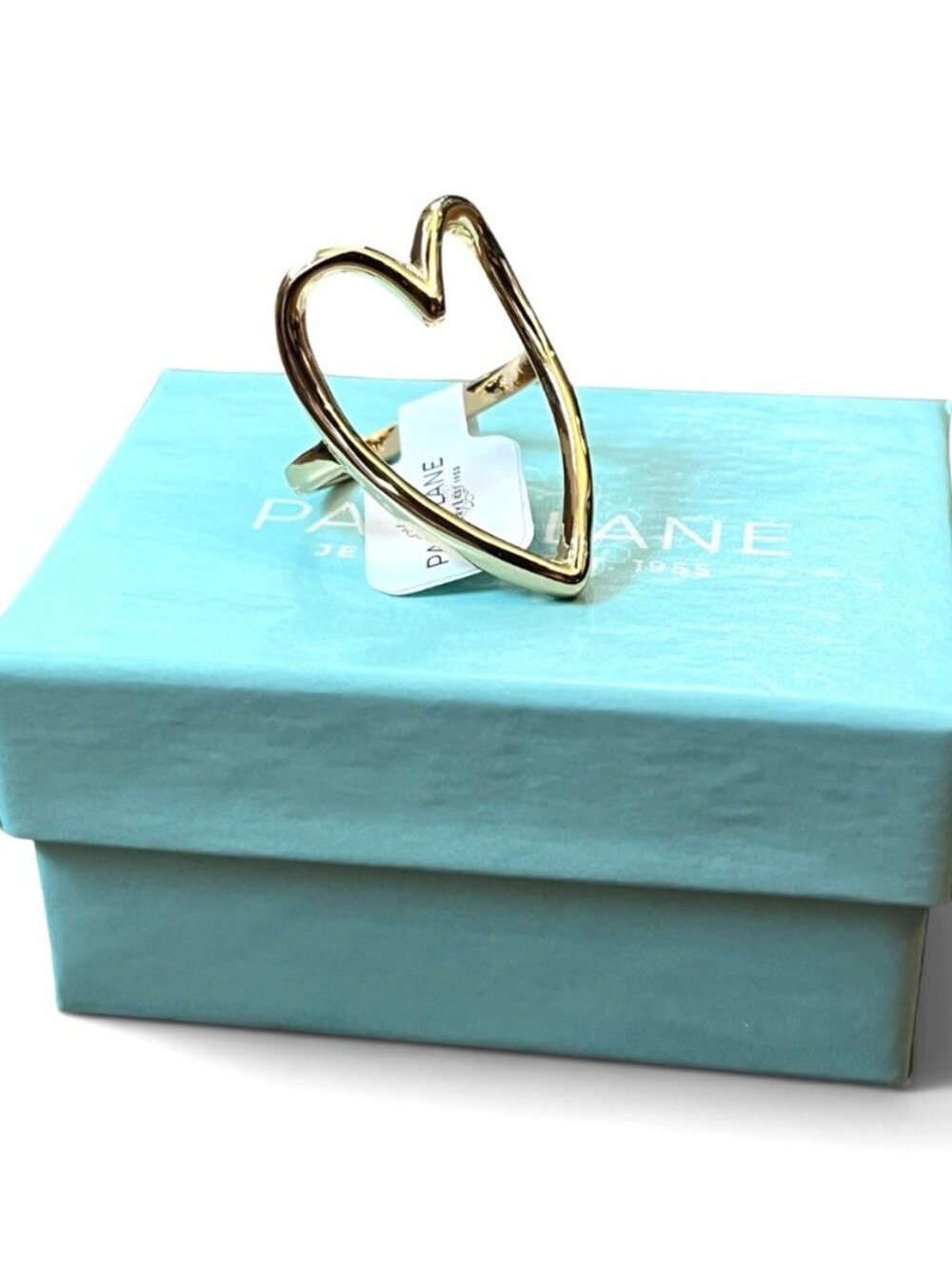 Park Lane Ladies Size 8 Open Heart Phoebe Ring Gold Tone Love New in Gift Box